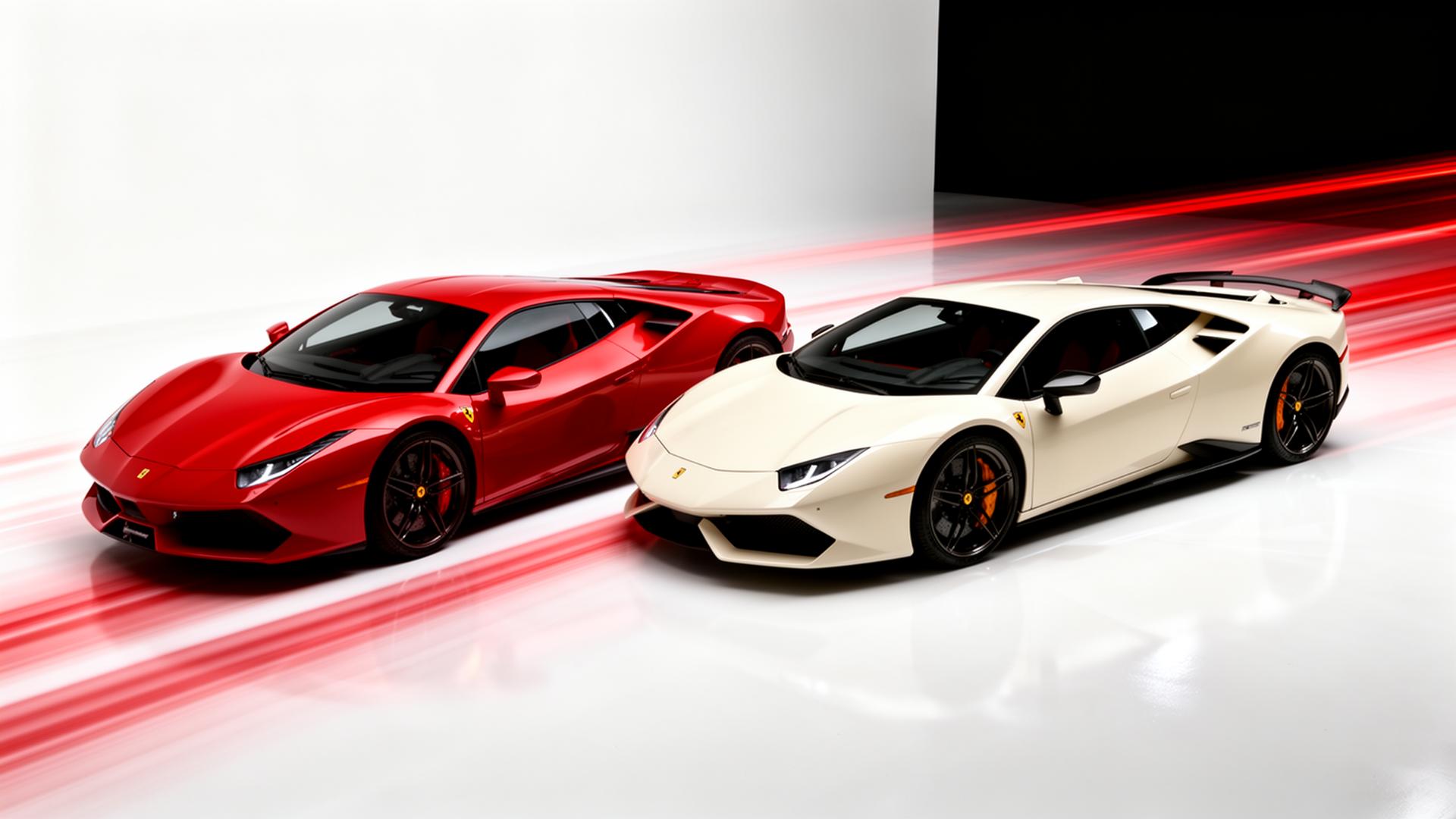Red and white exotic cars for Red&White Rentals